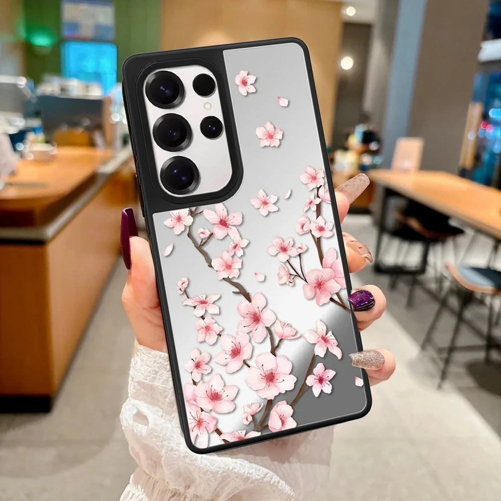 

Simple Plum Blossom Mirror Surface Magnetic Phone Cover for Samsung Galaxy S23 S24 S25 S26 Ultra S26+ Plus Case