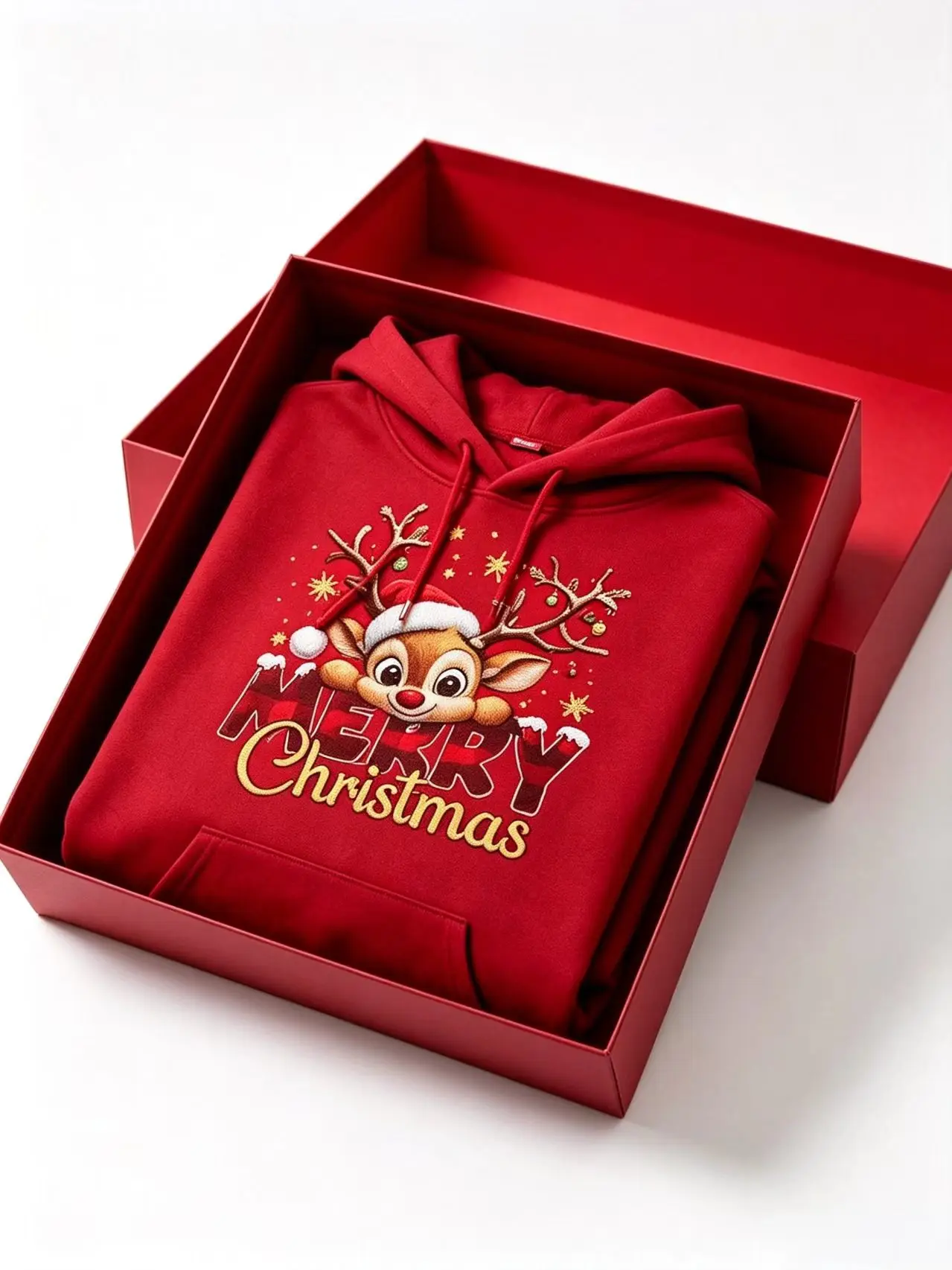 2026 model, men's and women's loose fit, hip-hop Christmas pattern, retro style, street fashion, hooded sweatshirt, autumn colle