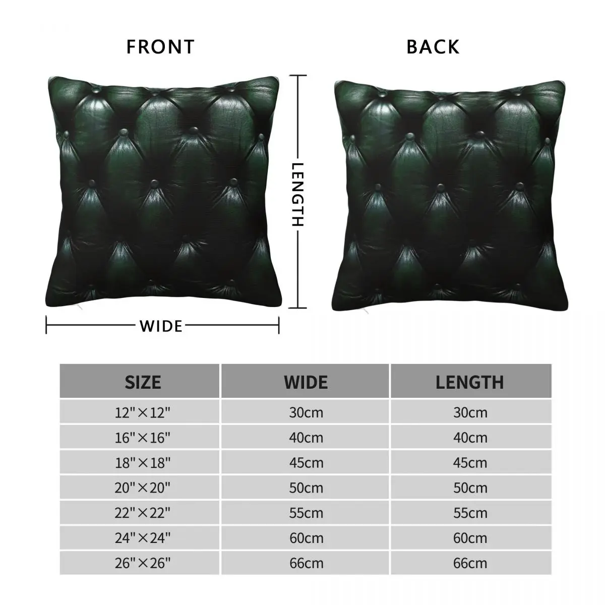 Chesterfield Green Square Pillowcase Polyester Linen Velvet Pattern Zip Decorative Home Cushion Cover