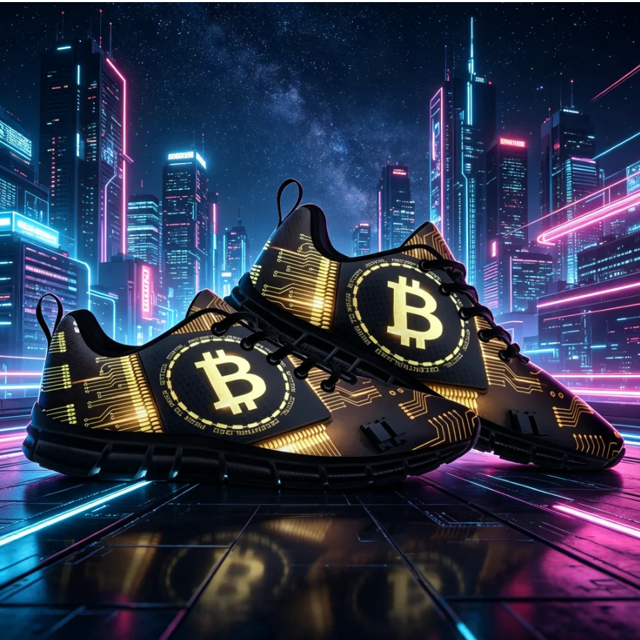 

Bitcoin Vintage Barefoot Shoes Custom Crypto Art Print Lightweight Non Slip Unisex All Season Sneakers