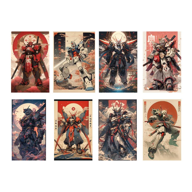 8 styles 28cm Armor Robot Mecha Warrior Retro style poster Vinyl heat transfer sticker T-shirt applique Iron on clothes washable