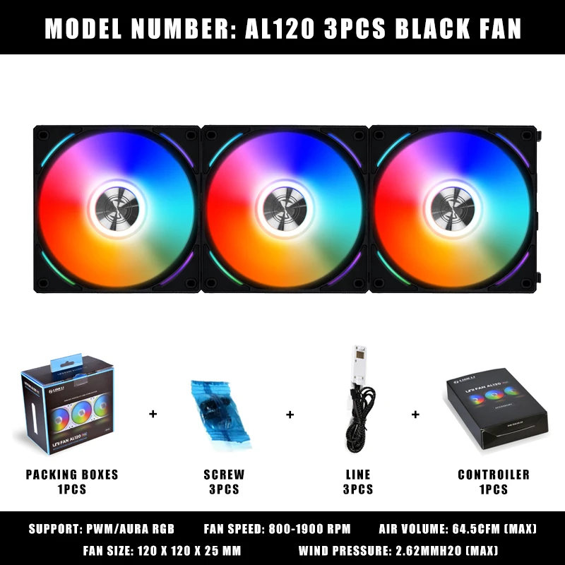 LIANLI UNI Kipas AL120 PC Casing Komputer Kipas Pendingin 3PIN 120Mm RGB Tenang CPU Pendingin Kipas 5V DC PWM ARGB Kipas Menyesuaikan Kecepatan