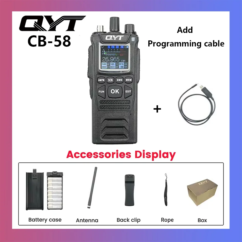 New! CB Radio CB-58 26.965-27.405MHz FM AM Mode Citizen Band Radio 27MHz Handheld Walkie Talkie With 4100mAh CB Radio