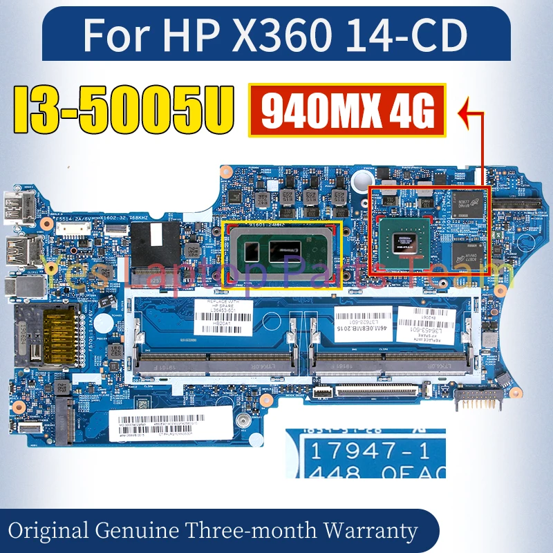 17947-1 For HP X360 14-CD Laptop Mainboard L36453-601 SRFFW i7-8665U N16S-GTR-S-A2 940MX 4G Notebook Motherboard