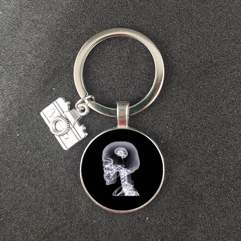 Nurse Keychain Alloy Camera Key Chain Jewelry Dome Glass Keychain Medicine Lovers Gift X-Ray Film Keychain Nurse Doctor Gift