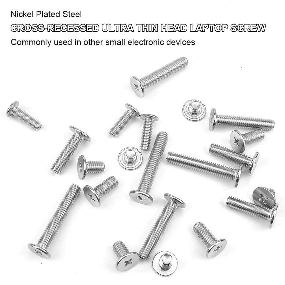 20-50 unidades/pacote cruz ultra fina cabeça plana pequeno parafuso de computador aço niquelado m1.2 m1.6 m2 m2.5 m3 m4 m5 m6 parafuso do portátil