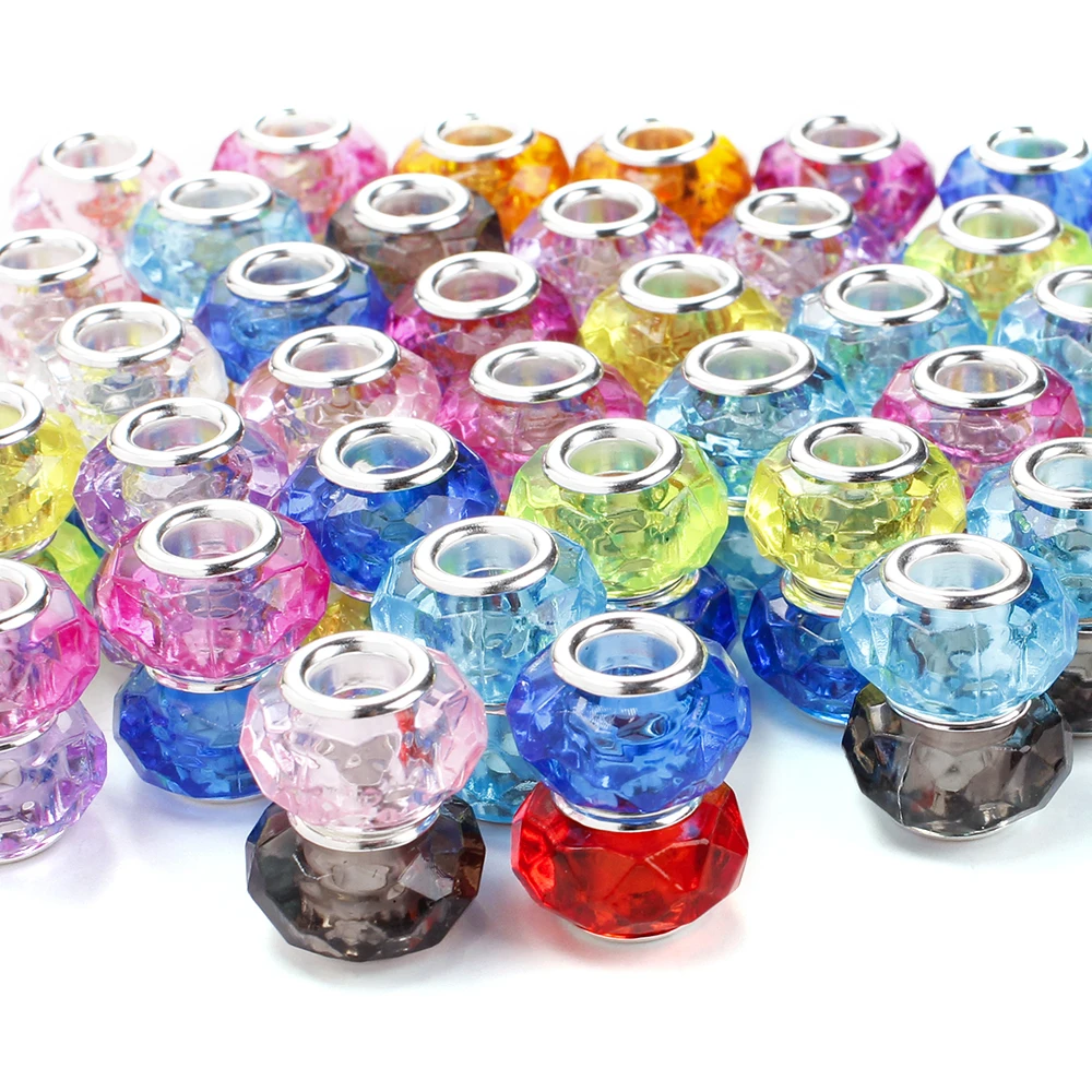 20 Stück 15mm große, facettierte Acrylperlen, bunte lose Abstandsperlen mit Metallkern für DIY-Armbänder, Schmuckherstellung und Bastelarbeiten – Detail 6