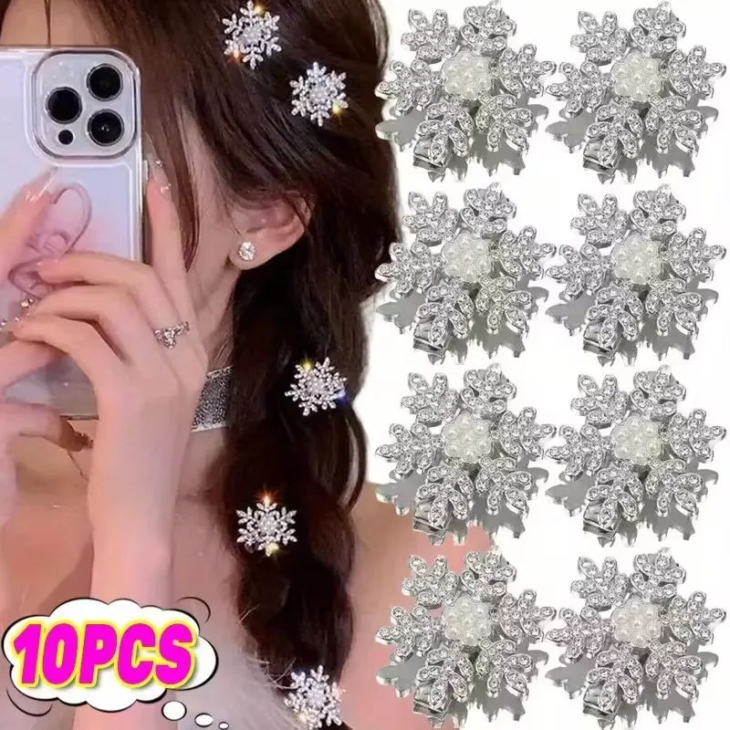 10 Stück/Schneeflocken-Haarspangen, Haarspangen, Weihnachts-Haarschmuck aus Metall, geeignet für langes, dichtes Haar von Damen und Prinzessinnen. – Detail 1