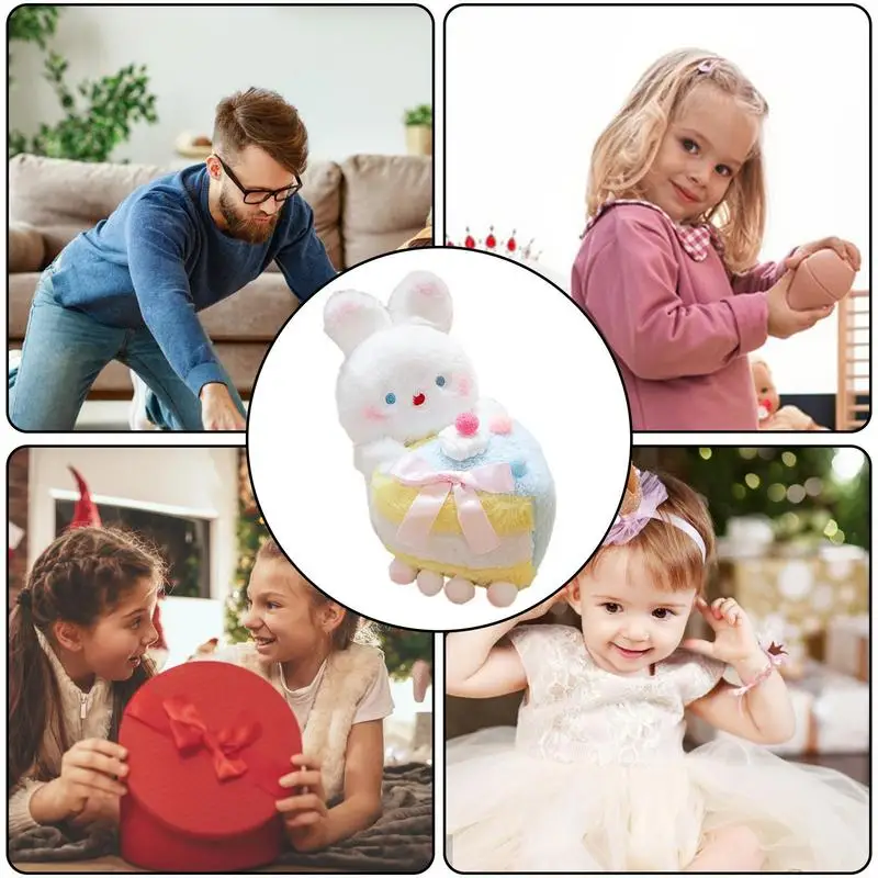 Soft & Cuddly Plush Bunny With Cake Hamburger Pig Plush Stuffed Animal 7.8in Stuffed Animal Plush Pillow For Kids Girls Boys