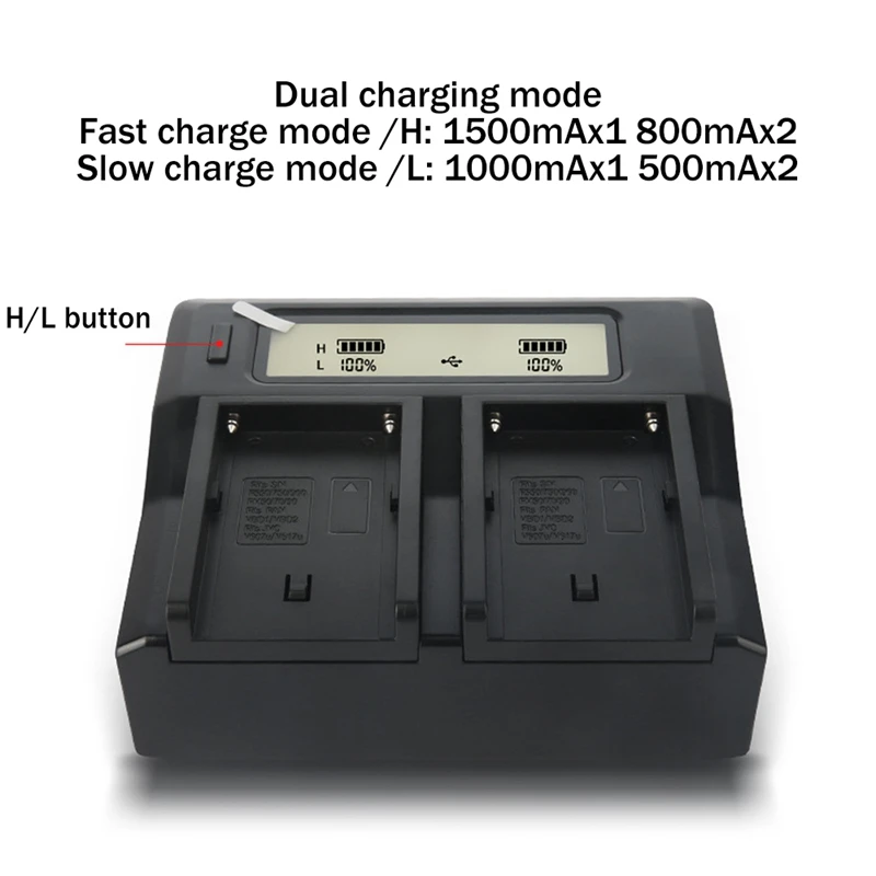 F970 Camera Battery Charger For NP-F770 F750 F550 F960 Fill Light Battery Double Charge LCD Display Charger