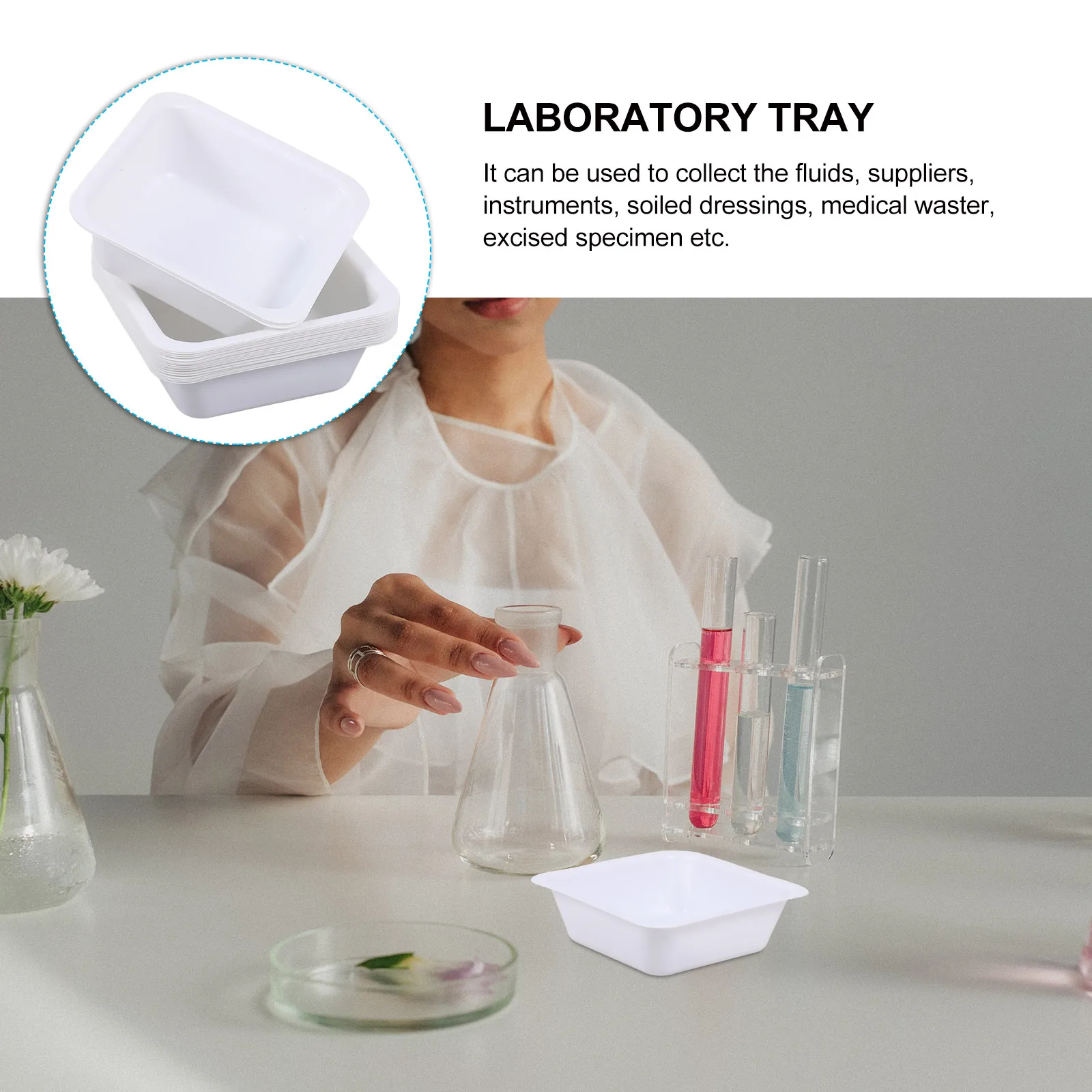 

20pcs Square Weighing Tray Lab Weigh Boat Chemistry Weighting Dish Plastic Balance Weigh Pan Reusable Sample Storage