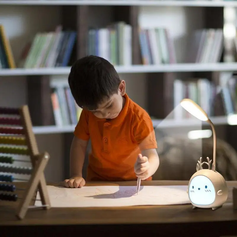 Animal Night Light Deer Shape 3 Modes Kid Reading Lamp Eye Protection Eye Protection LED Children's Bedside Night Light Student