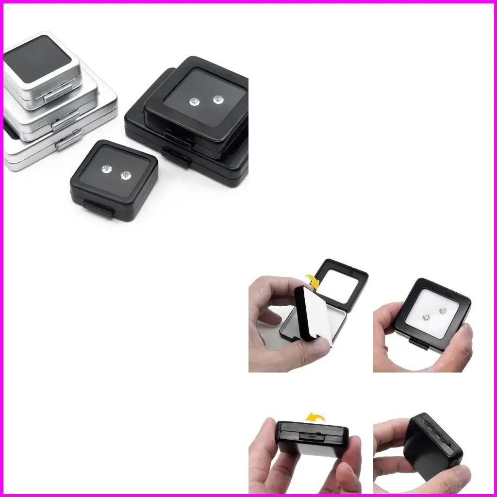 

Gemstones Packaging Box Pendant Jewelry Gift Box Display Case Silver Black