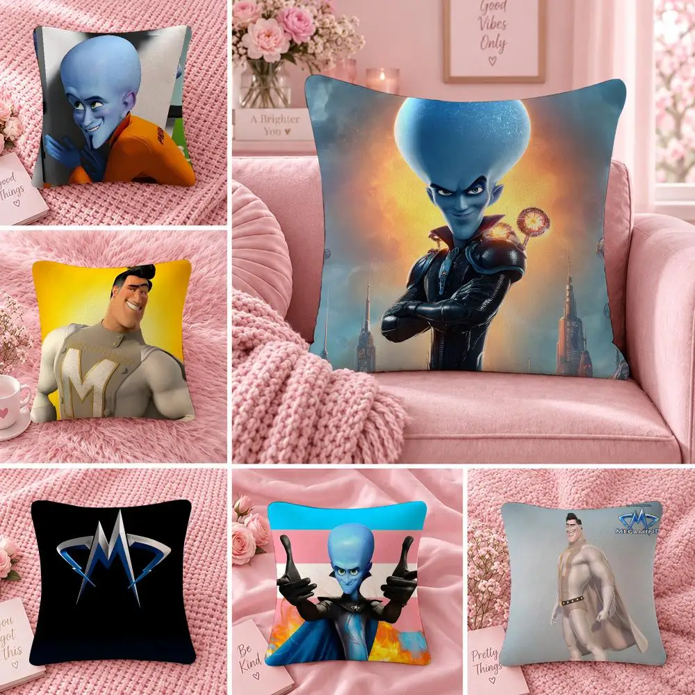 Movie Cinema Classic M-Megamind Cushion Cover Double Sided Print Short Plush Pillow Sofa Bedroom Dorm Room Decor Gift