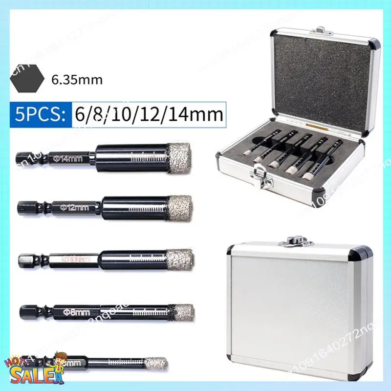 N08R 5 ชิ้น Brazed เจาะ ชุดสูญญากาศ Brazed Diamond Core เจาะ เหมาะสําหรับกระเบื้องหินอ่อนหินแก้ว
