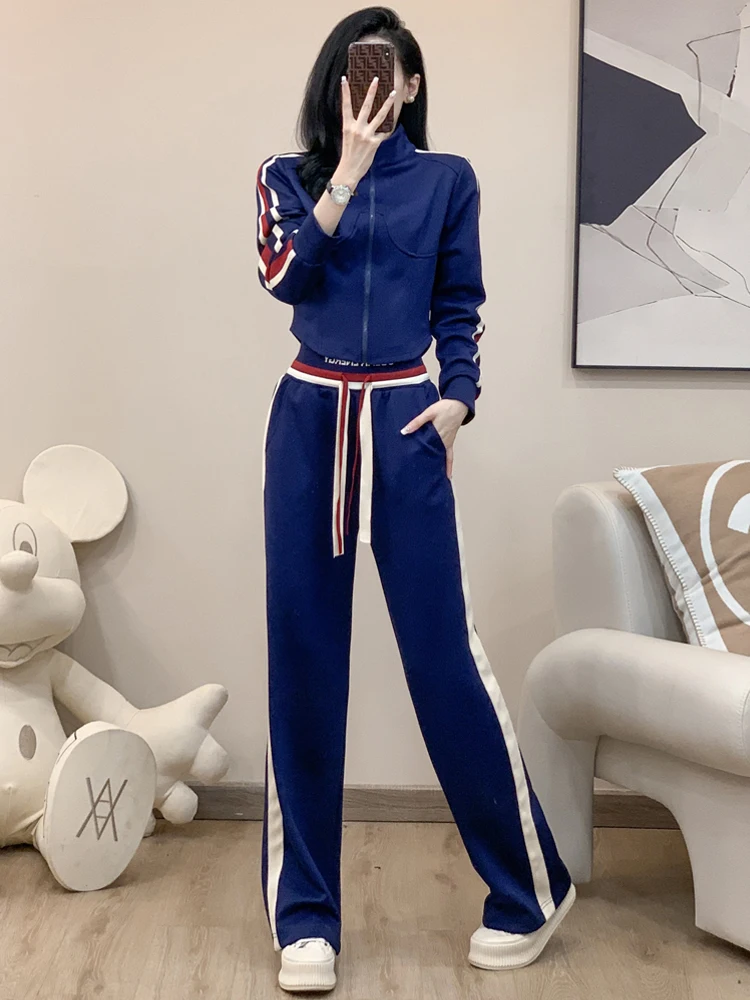 

Fashionable Wide Leg Pants Set Sporty Casual Women's Spring 2026 Trendy Two-Piece Suit Cotton Blend Comfortable Online Exclusive