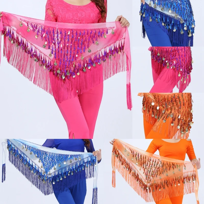 Adult Belly Dance Costumes Sequins Tassel Belly Dancing Hip Scarf for Women Belly Dancing Belt