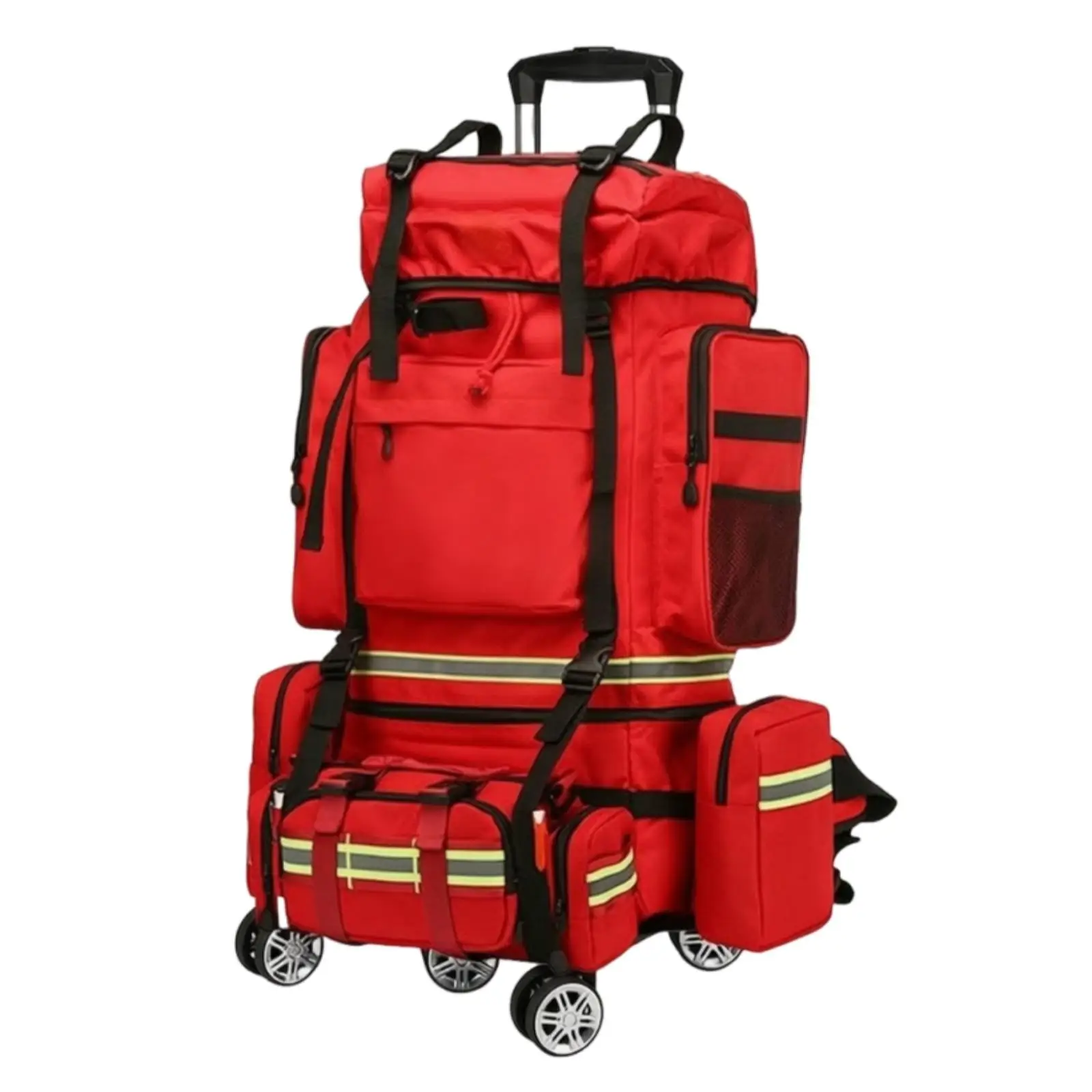 Emergency Utility Backpack Flame-Resistant Wheeled Emergency Backpack Reflective for Firefighters, Field Teams, Outdoor Work