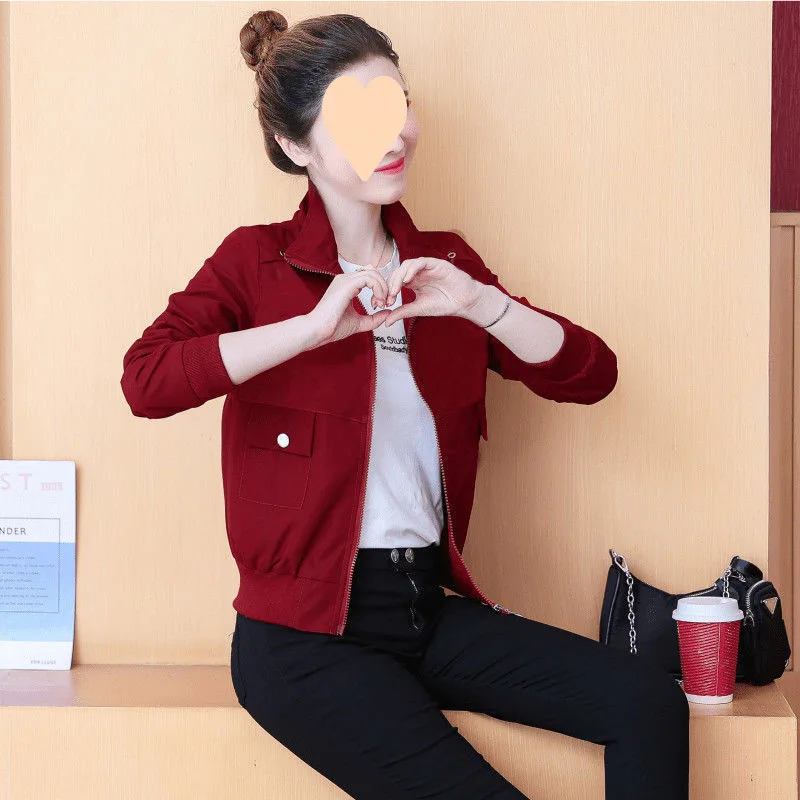 Women's Jacket 2025 Spring and Autumn New Top Loose and Versatile Casual Fashion Stand Collar Trench Coat Trend