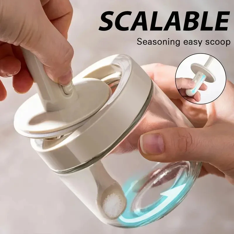 1pcSeasoning Bottle Home Kitchen Seasoning Box Sub-packed Salt Monosodium Glutamate Seasoning Jar Spoon Storage Box Leak-proof