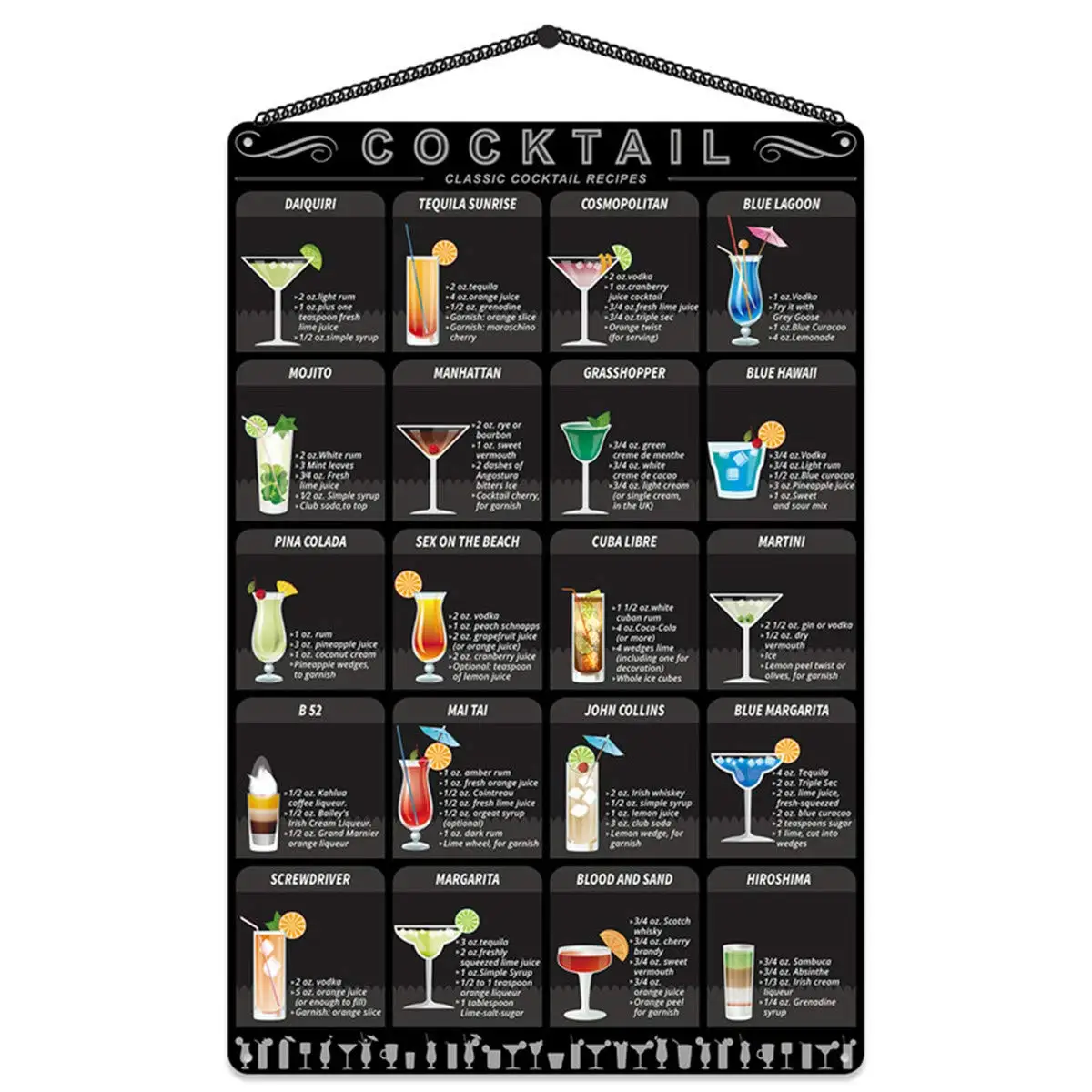 Metal Cafe Shots Mixology Tin Sign Cocktail Recipe Guide Kitchen Bar Pub Wall Art Decor 8