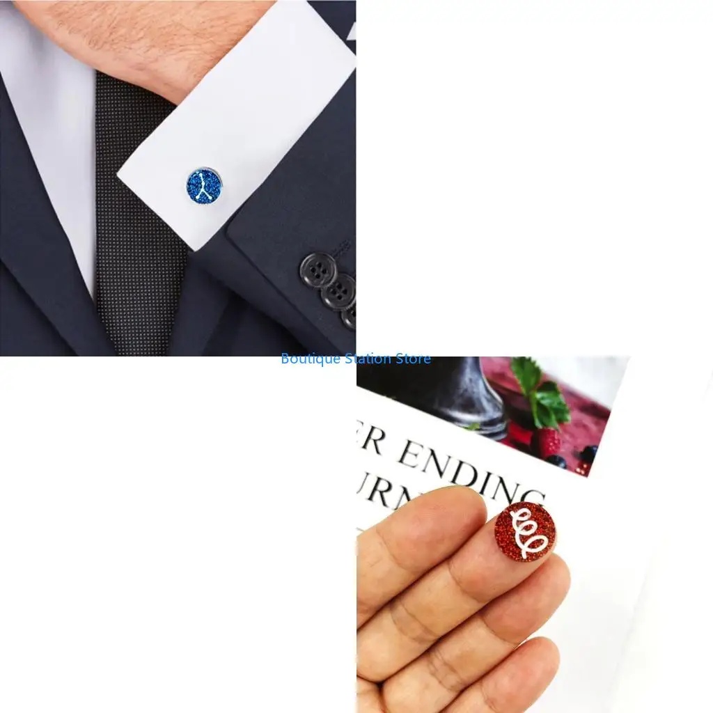

Y55F Cufflinks Cuff Button Silicone Mold Tray Round Symbol Pendant Ornament Epoxy Resin Casting Mould DIY Craft