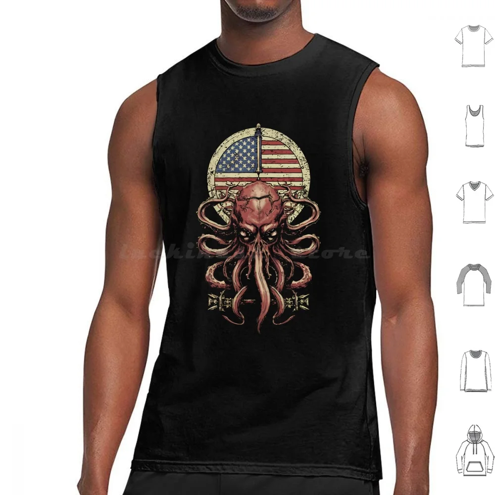 Vintage 4th Of July Necronomicon Hp Inspired Eldritch Tank Tops Print Cotton 4th Of July July 4th Hp Horror Necronomicon