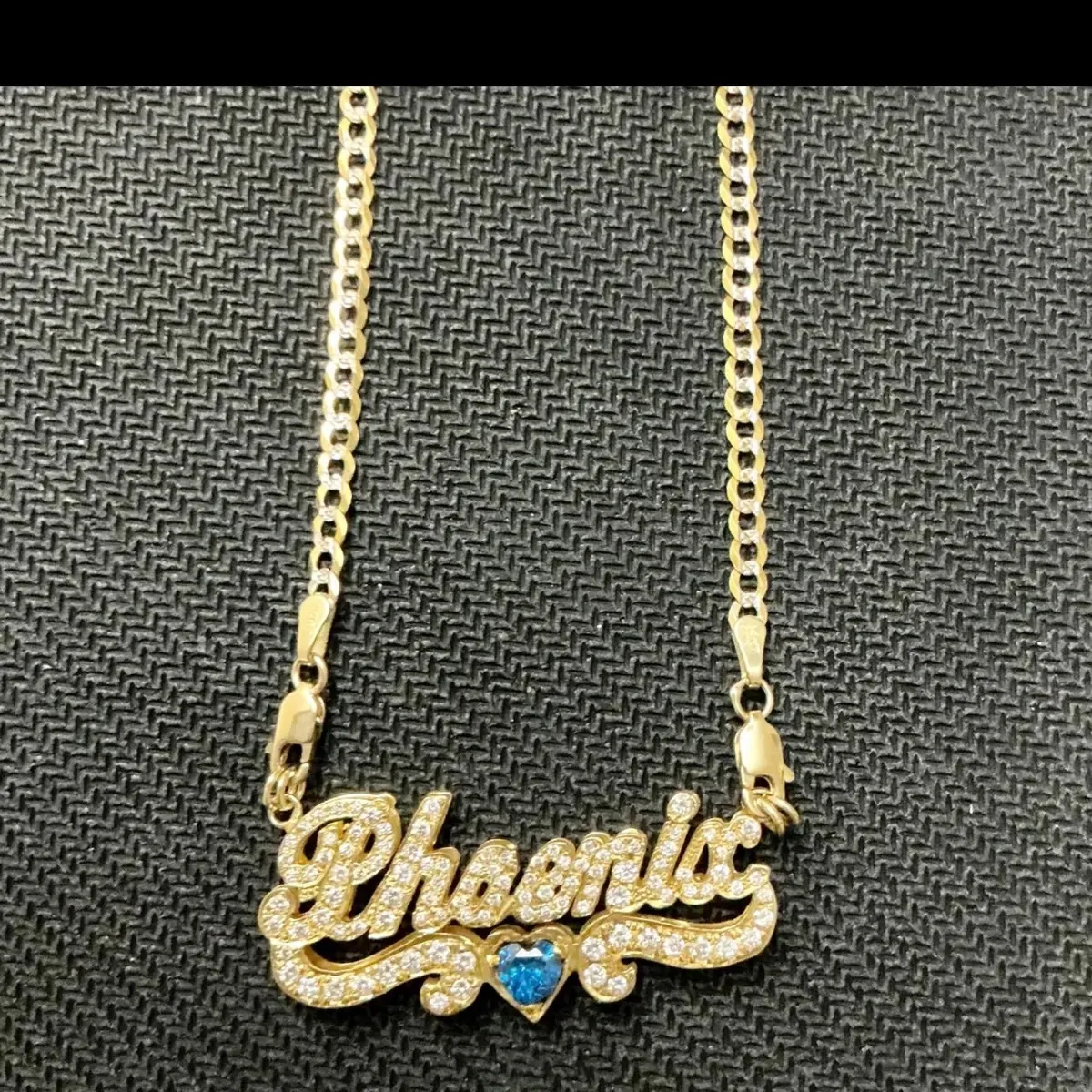 

18k Gold Plated Diamonds Name Plate Personalized HANDMADE Custom Pendant with Heart Shaped Birthstone with Chain Gift for Her