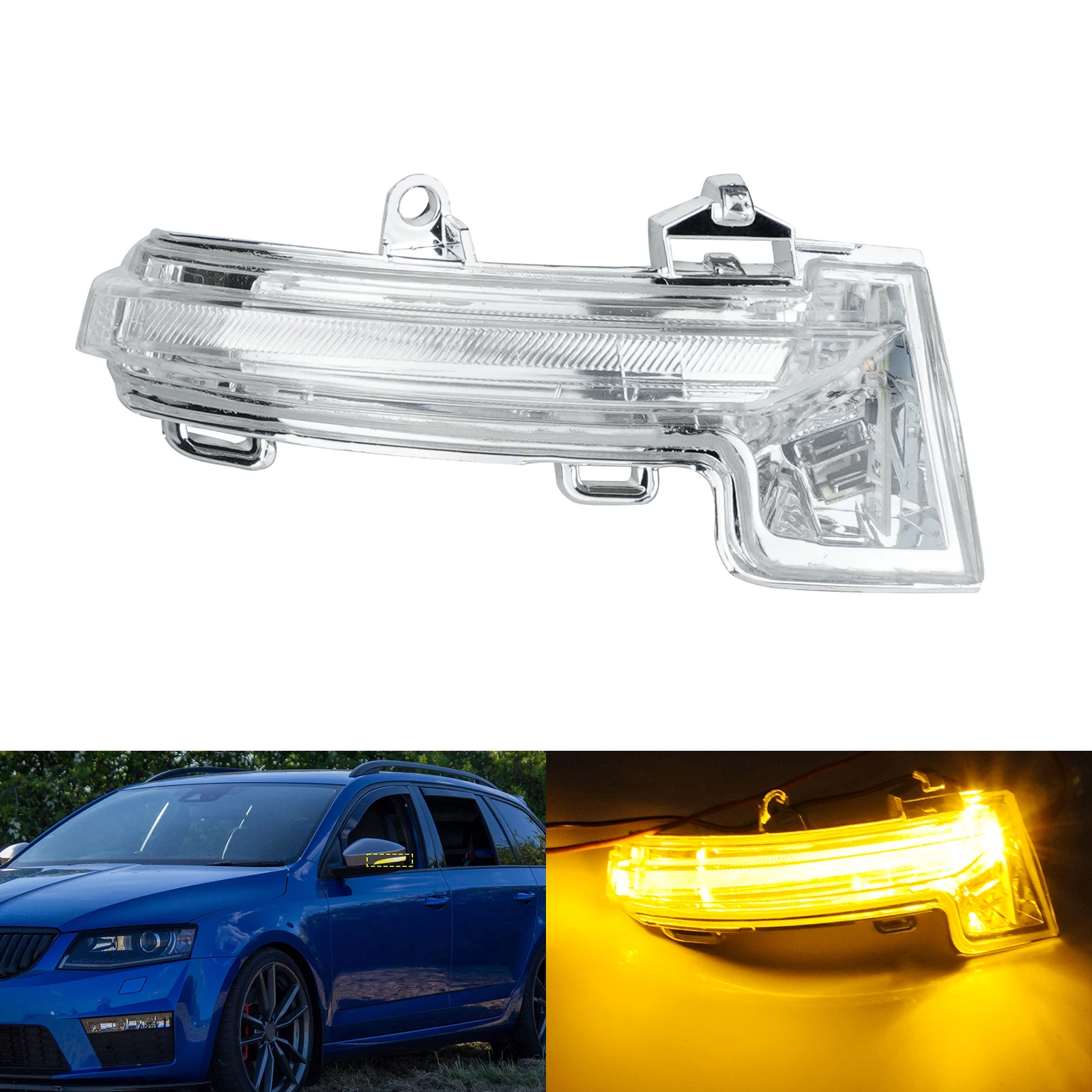Left Hand LED Side Wing Mirror Indicator Turn Signal Light Clear Lens For Skoda Octavia III MK3 2013-up 5E0949101