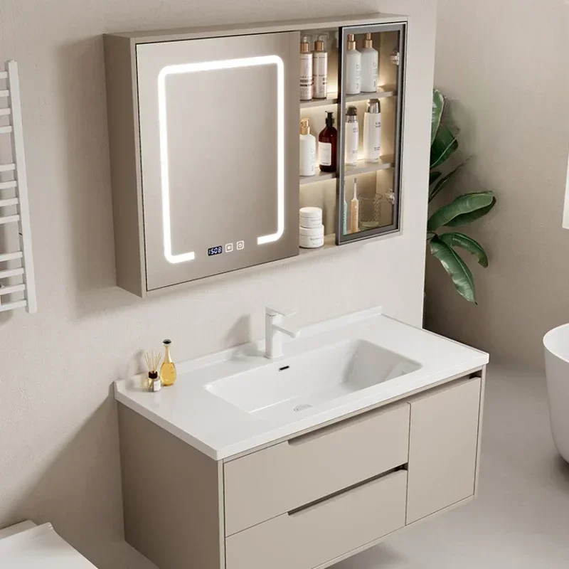 Home Improvement Furniture White Bathroom Complete Set Accessories Shelf Cabinet Mirror Modern Hovedskapet Shelves Sink Under