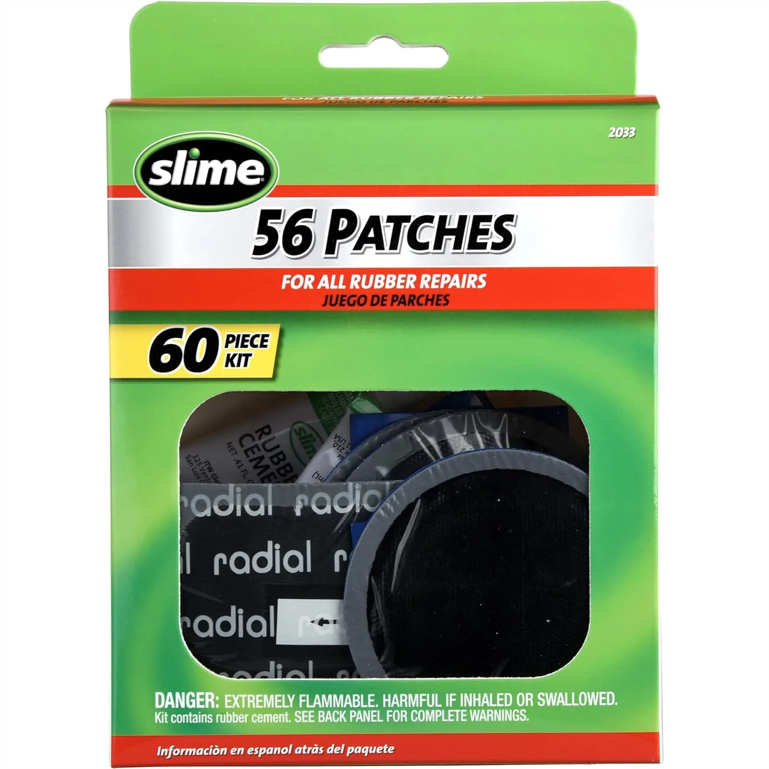 

Slime Repair Kit with Rubber Patches and Glue, Includes Storage Box for Easy Tire Fixes