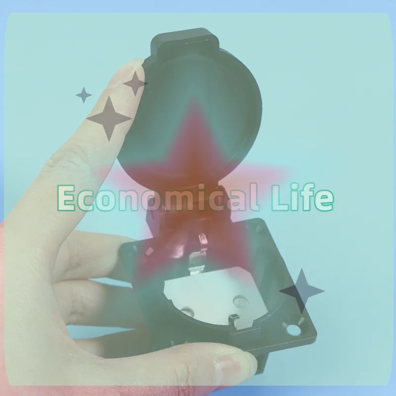 Black Electrical Socket With Dustproof Cover Germany Waterproof Industrial Socket AC Power Socket German Industrial Plug