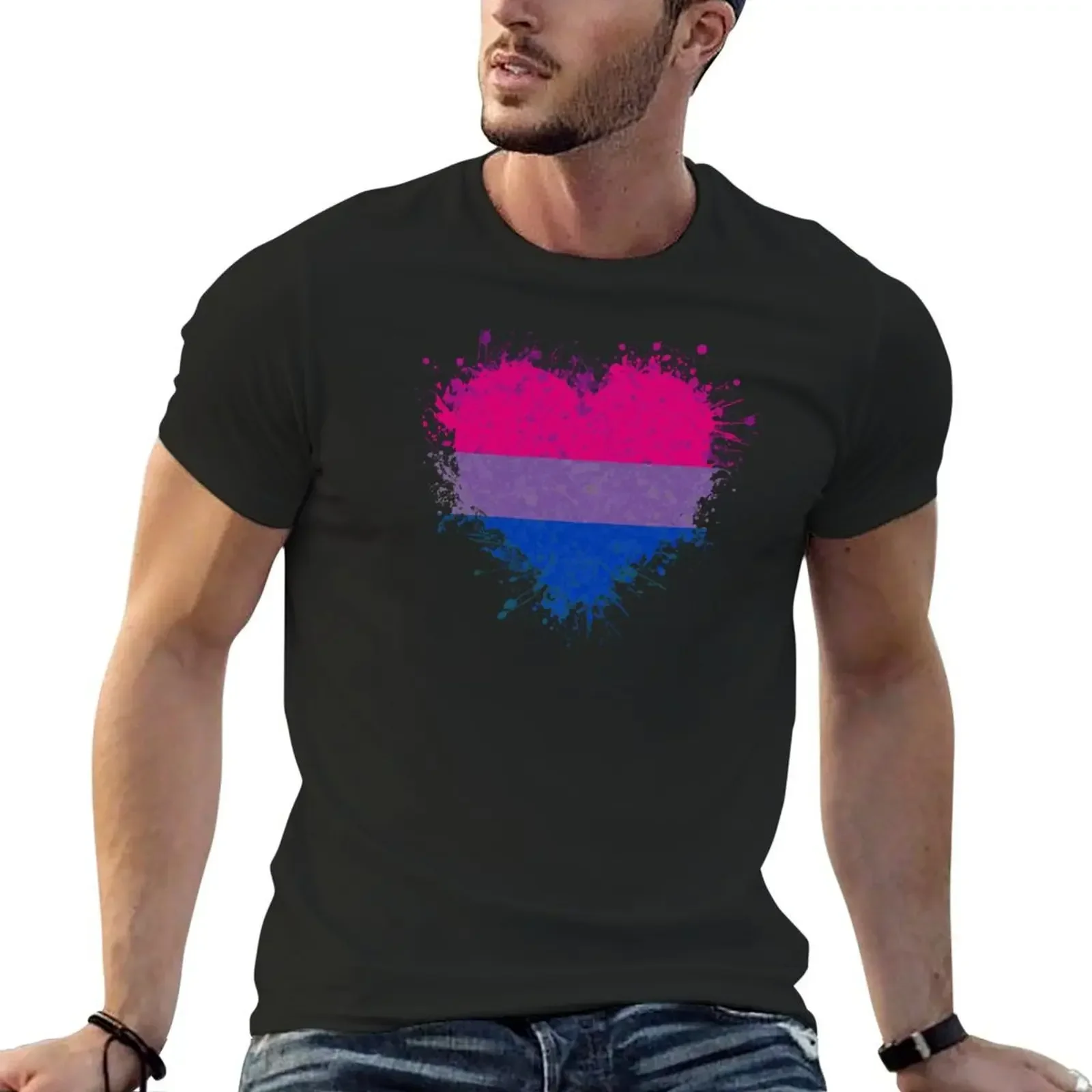 

Bisexual Heart Pride T-Shirt Aesthetic clothing essential t shirt sports fans mens clothing