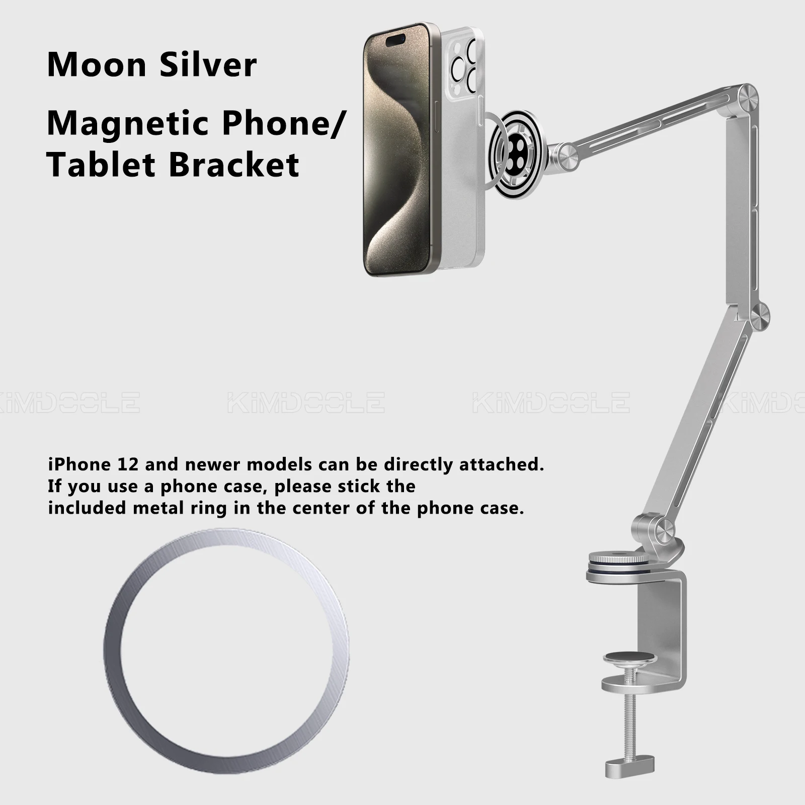 Kimdoole iPad Galaxy Xiaomi Tablet Kindle Tablet Desktop Adjustable Rotating Display Stand Magnetic Bed Phone Stand Clip Mount image 3