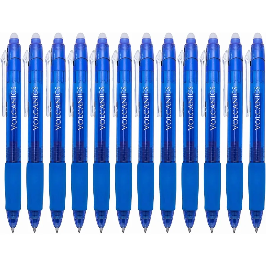 

Retractable Clicker Erasable Gel Pens 0.7mm Ball Point Heat Erase with Builtin Eraser 12 Pack Blue
