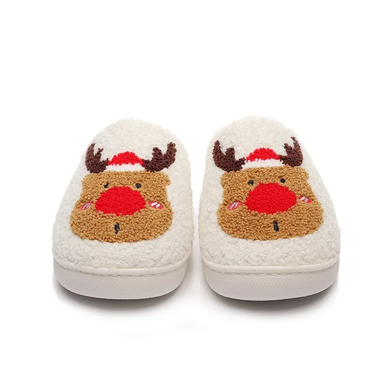 Winter Christmas Warm Slippers Women Indoor Bedroom Soft Slide Couples Floor Comfy Household Home Sandals Adults Walk Flip Flops - Image 4