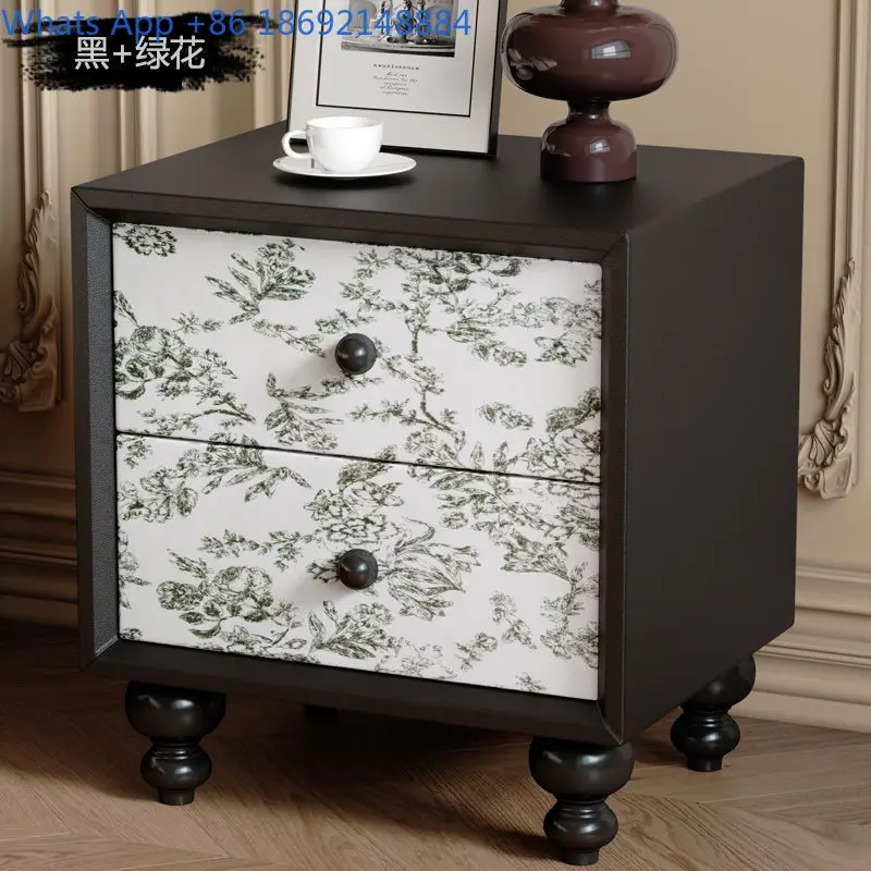 Vintage Style Wooden Nightstand for Small Bedroom Black Storage Cabinet Modern Minimalist Design