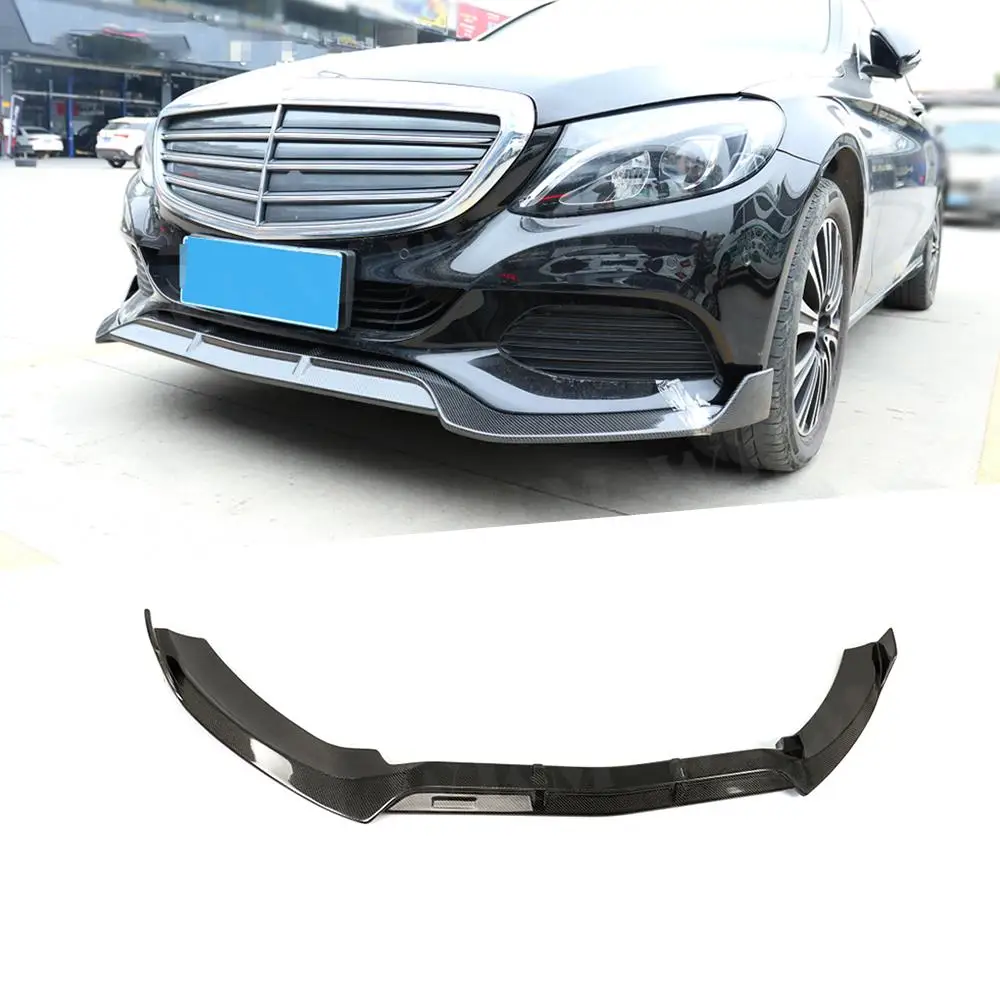 

For C Class Carbon Fiber Front Bumper Lip Spoiler for Mercedes Benz W205 C180 C200 C260 Standard Bumper 15-19 Car Styling