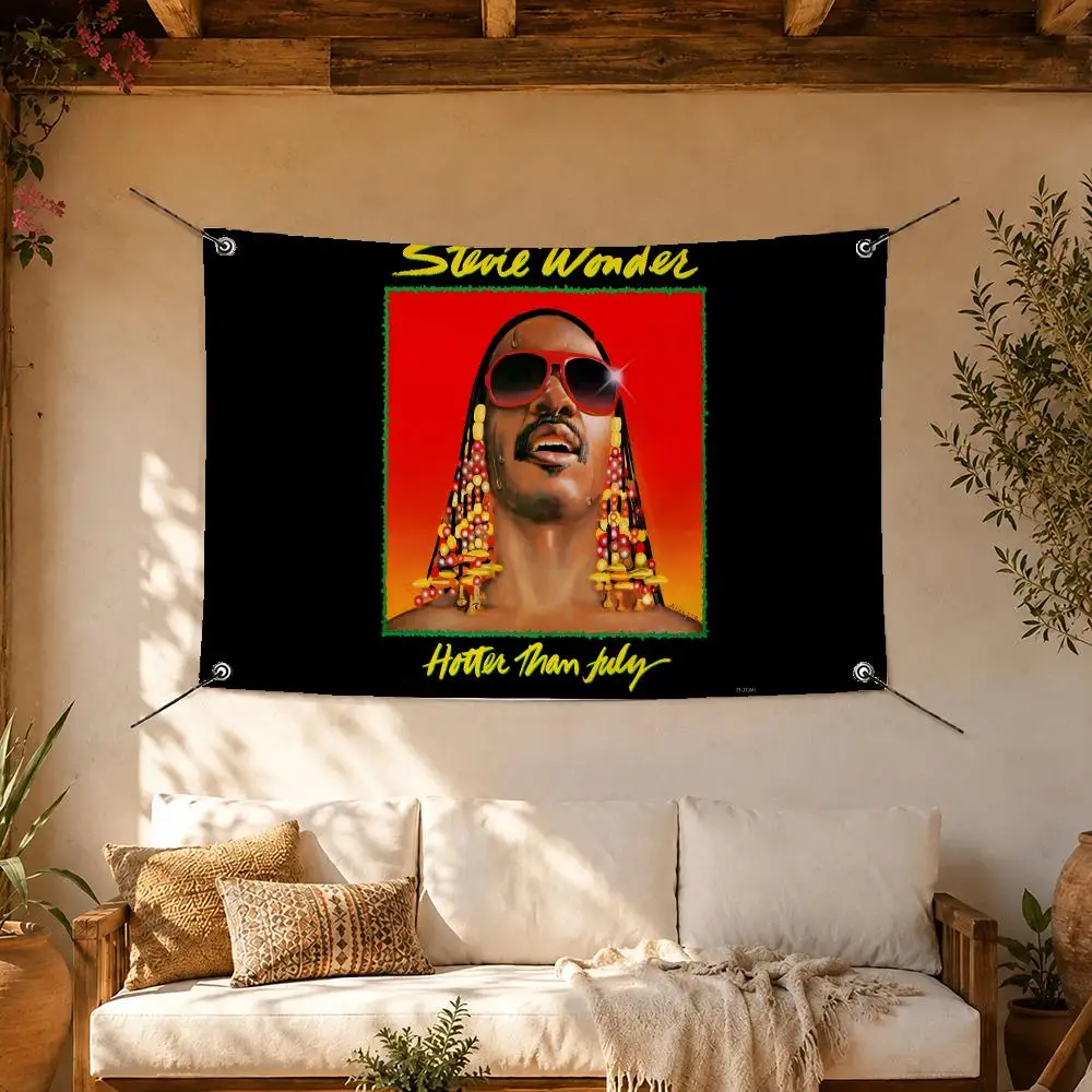 Soul Singer Stevie Wonder Flags Room Home Decor Wall‑Hanging Art Banner, Outdoor for Bedroom Party Background Decoration