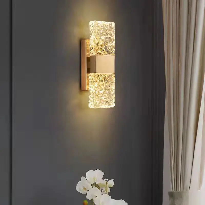 

Nordic creative light luxury block glass wall lamp, living room background wall, staircase, bedroom bedside lamp, modern and sim