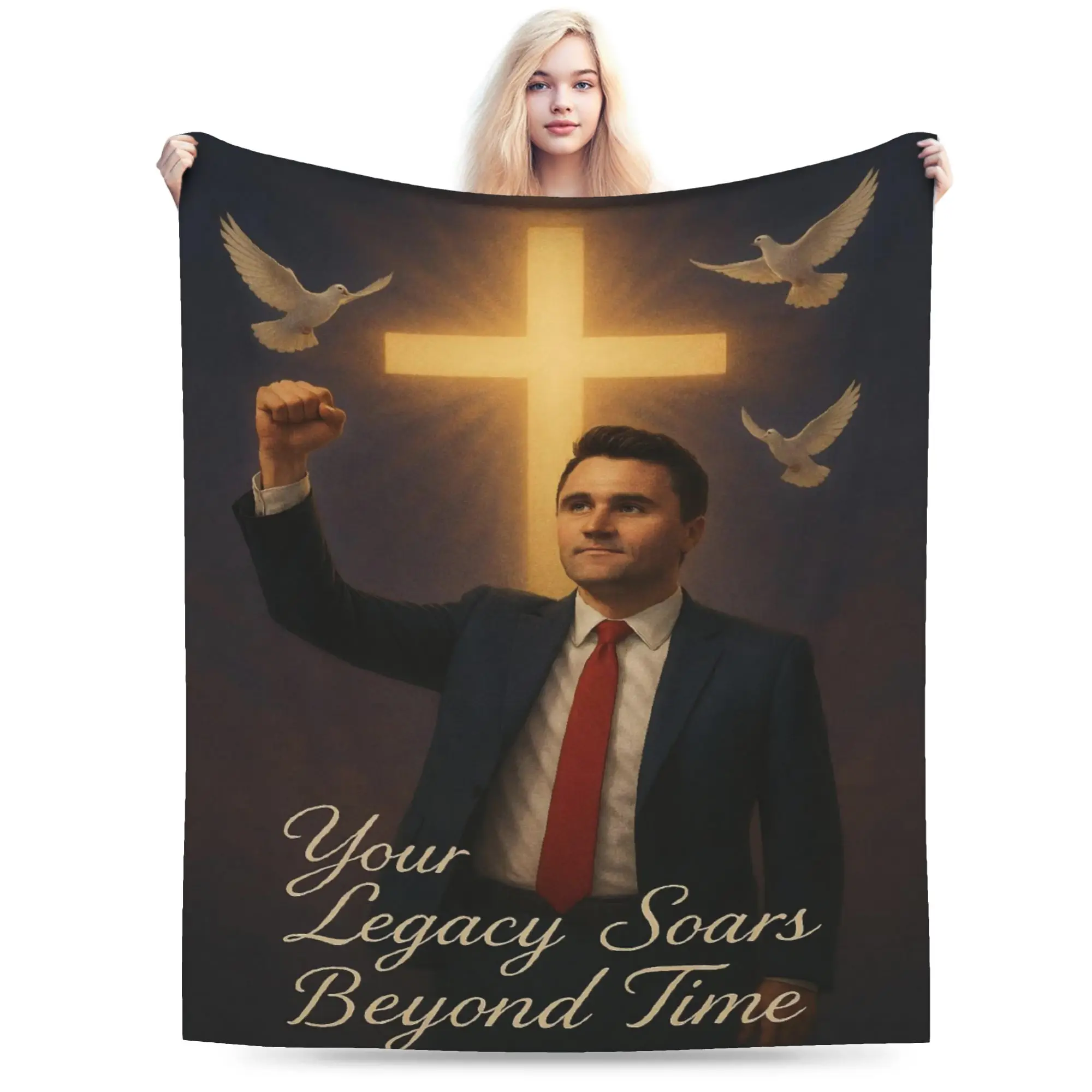 

Funny Charlie Kirk Angelic Advocate Blankets Soft Flannel Cozy Throw Blanket Machine Washable