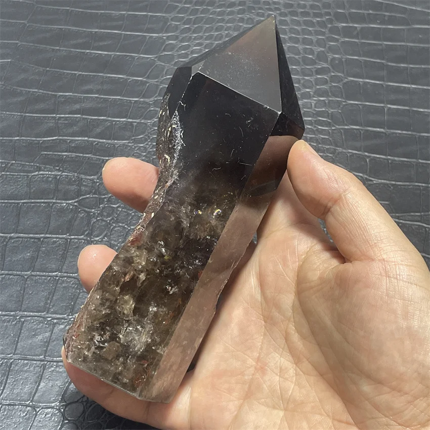 457g Natural Black Crystal Candle Stone Healing Wand Quartz Smoky Quartz Crystal Minerals Specimen Gemstones Home Decoration