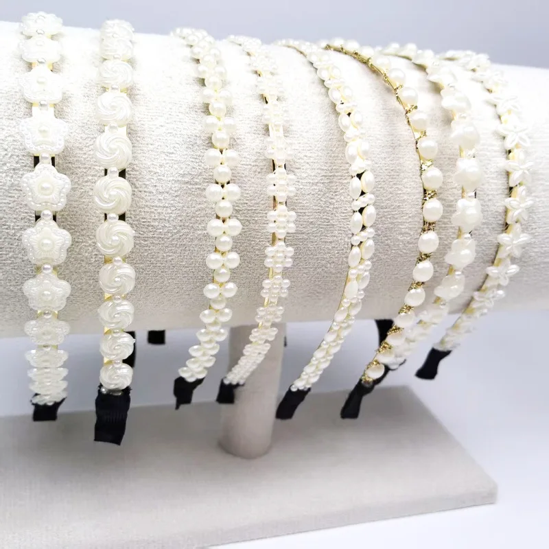 

7pcs Fashion Simulation Pearl Hairbands for Women Elegant Sweet Handmade Braided Wedding Hair Hoops Headband Hair Accessories