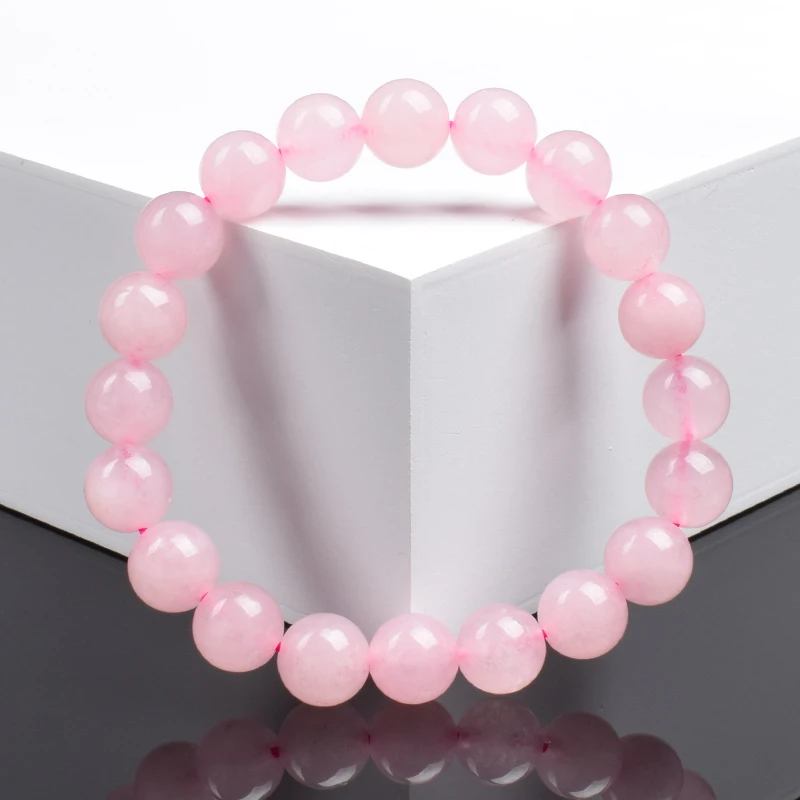 Natural Pink Crystal Bead Bracelet Real Rose Quartzs Natural Stone 6mm 8mm Round Beads Bracelet Women Men Energy Healing Jewelry