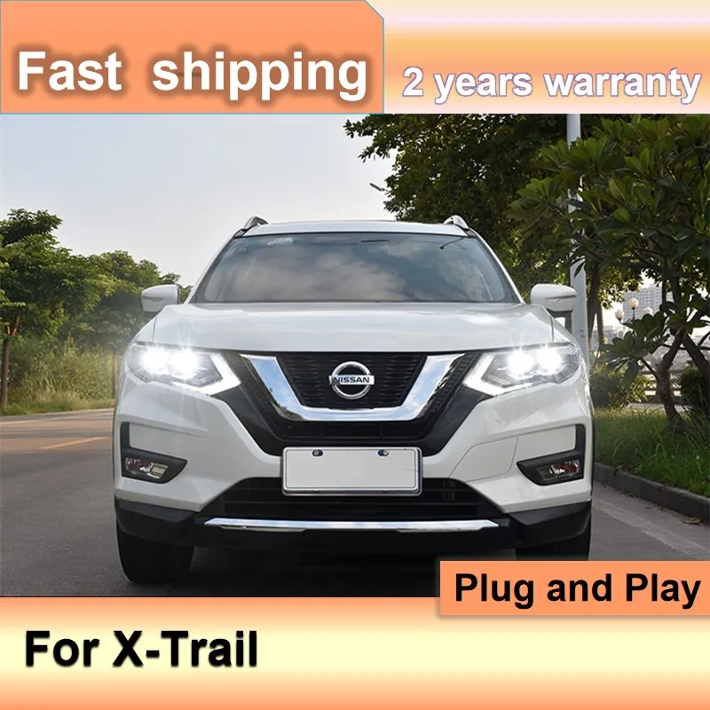 

Car Accessories for Nissan X-trail Headlamps 2017-2020 Rouge Headlight DRL Turn Signal Low High Beam Projector Lens