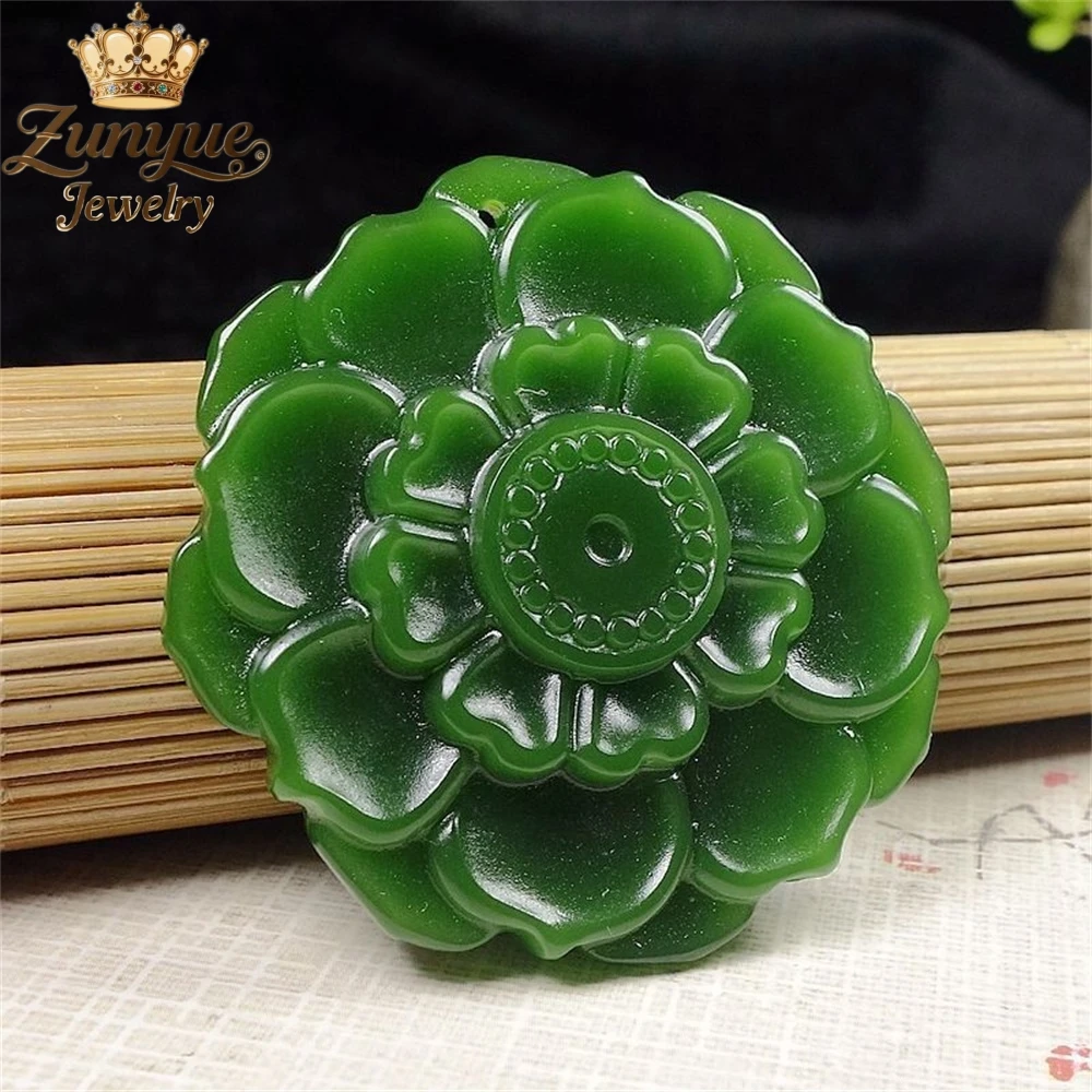 

Natural Hetian Jade Green Jade Carved Flower Bracelet Luxury Quality Jewelry Fashion Jewelry Exquisite Elegant Charms Popular