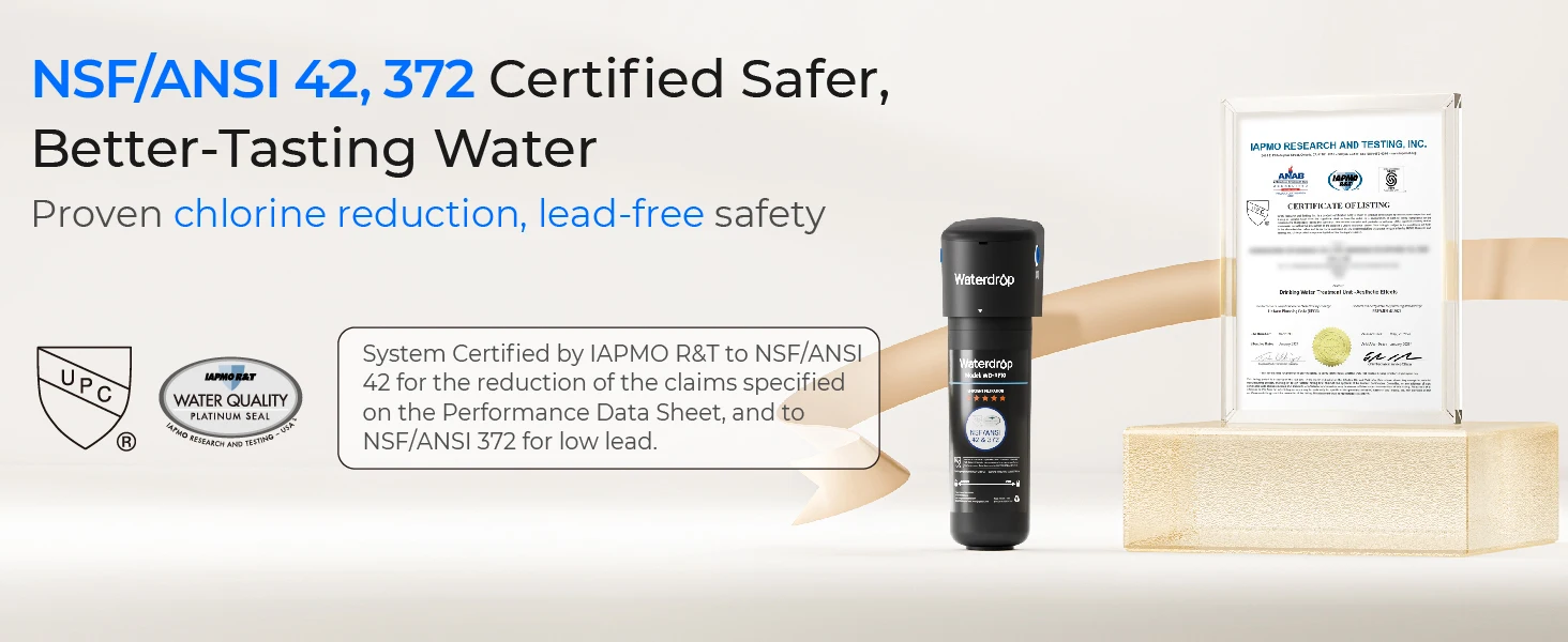 Waterdrop 10UA Under Sink Water Filter System, Reduces PFAS, PFOA/PFOS, Lead, Chlorine, Bad Taste & Odor