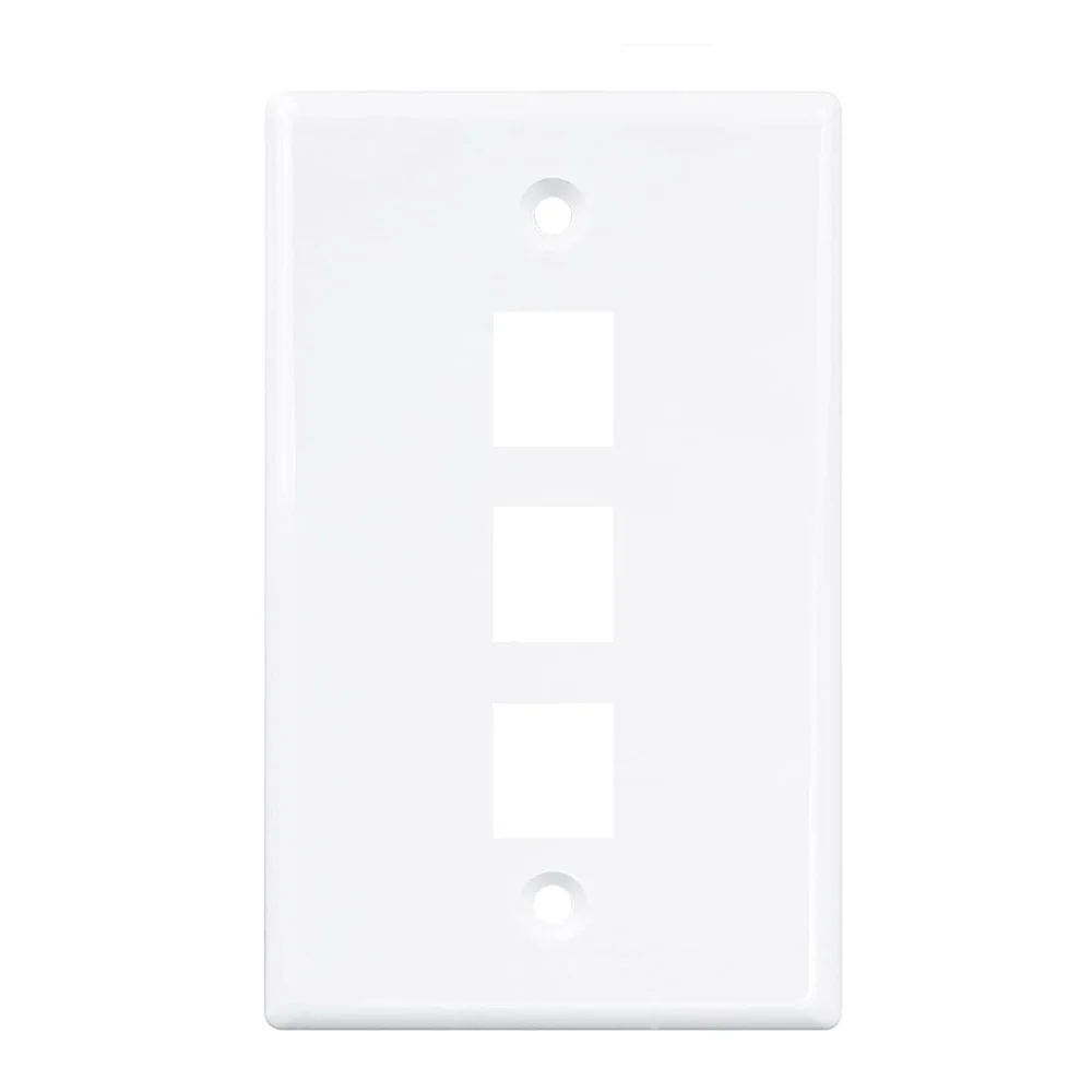 1Pack 3-Port Ethernet Wall Plate, RJ45 Wall Plate with RJ45 Keystone Inline Coupler Insert,Cat6 Keystone Jack Wall Plate