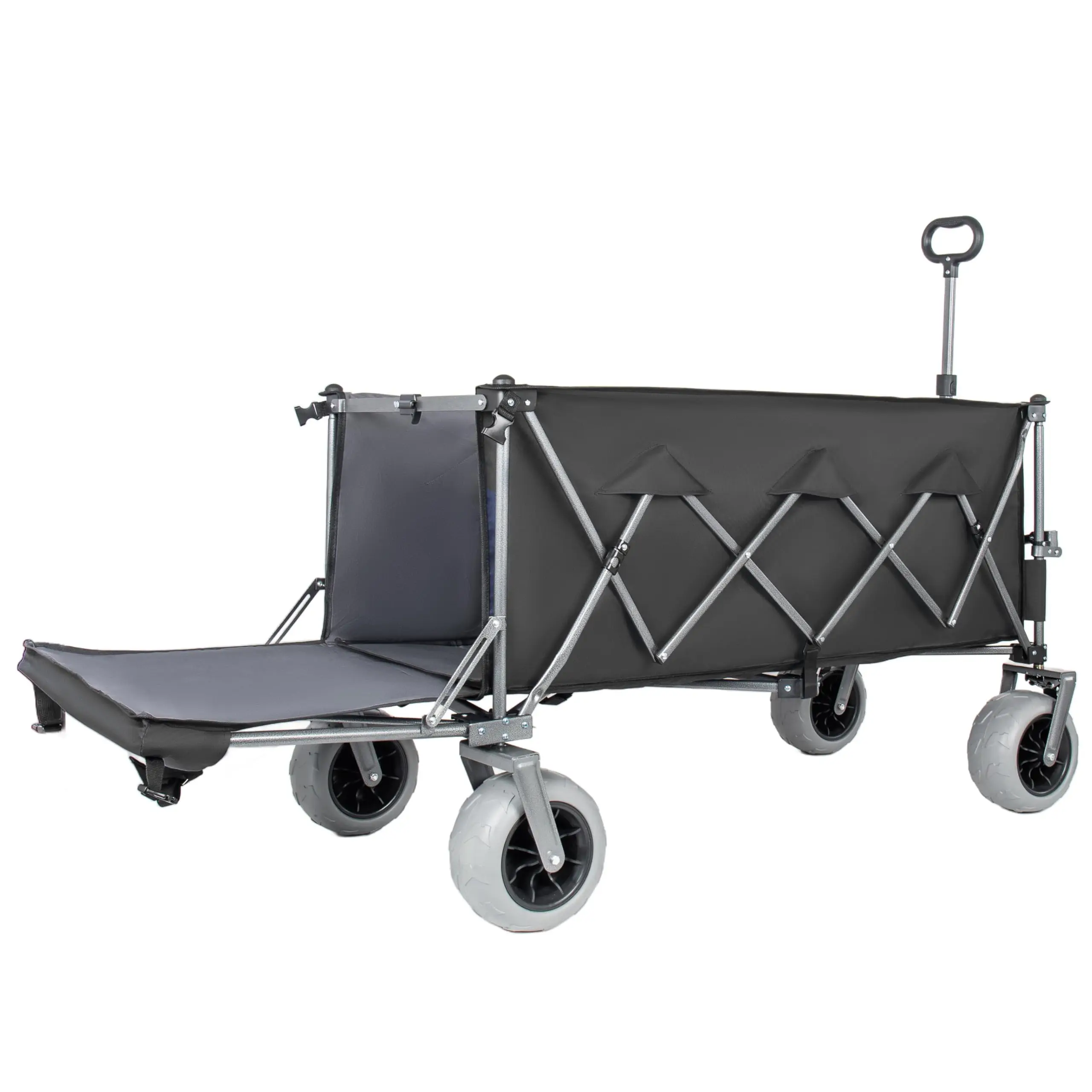 67 in Extra Long Folding Beach Wagon with Extendable Tailgate, 500 lb Capacity, Collapsible Utility Wagon with 9 x 4 in