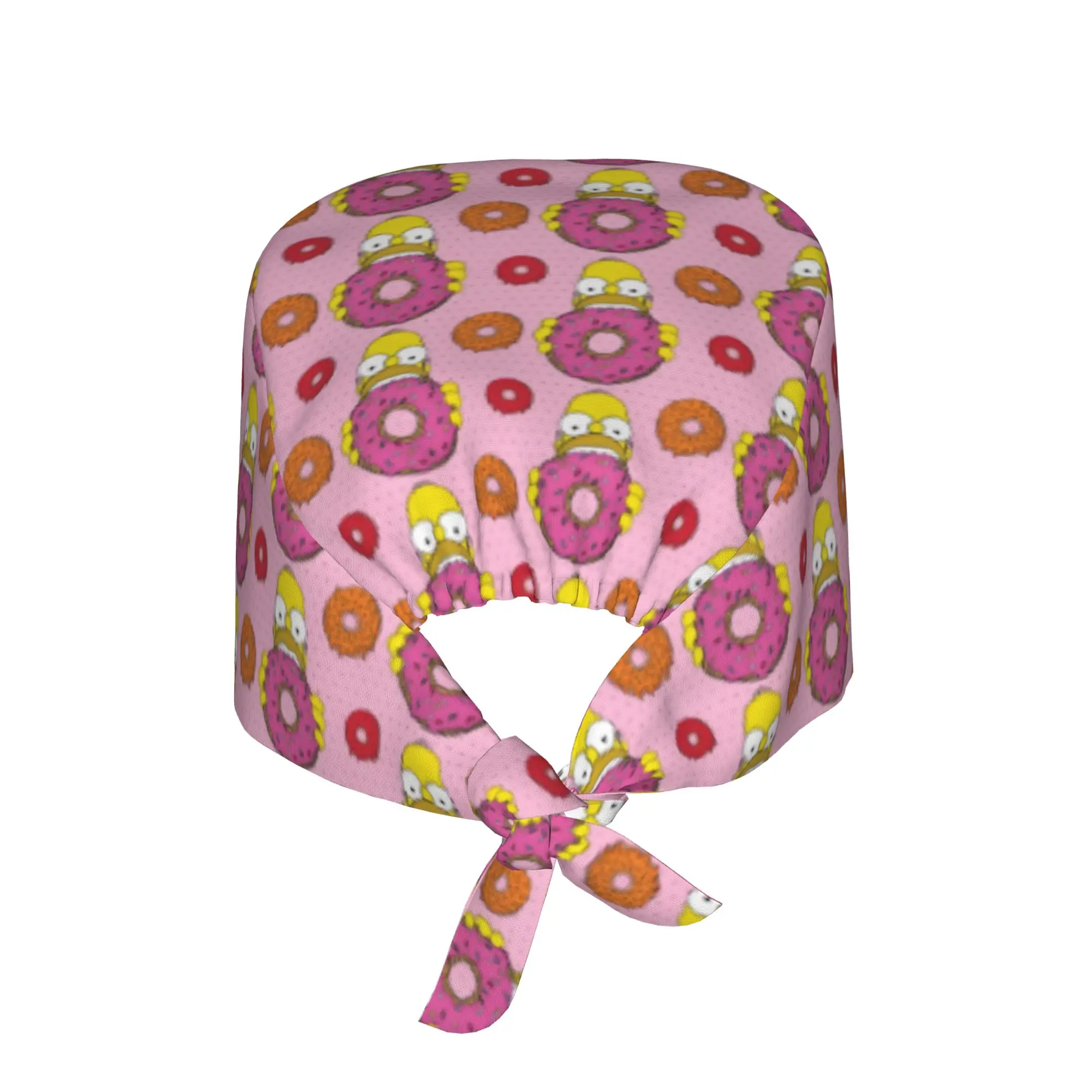 Custom Adjustable S-Simpsoned Cartoon Working Hat Women Men Homer Manga Scrub Caps Scrub Nursing Doctor Surgeon Cap for Nurse